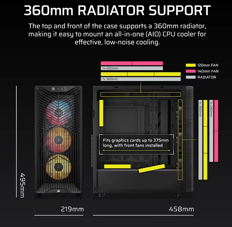 Corsair PC Case, 3200D RS ARGB, Smoke, Mid-Tower