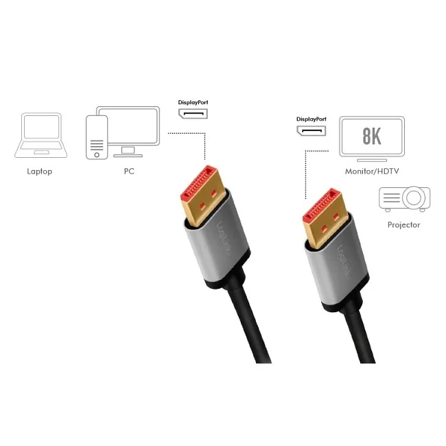 LogiLink DisplayPort 1.4 M/M 3.0m czarno-szary
