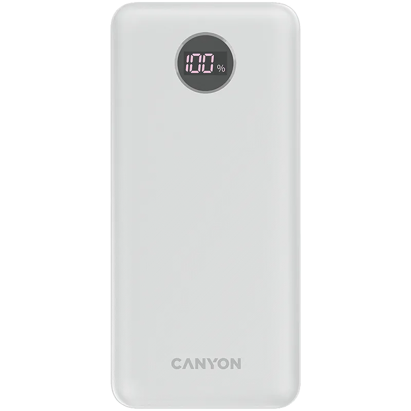 Canyon PB-2002 LED 20000 mAh PD 20W QC 3.0 biały