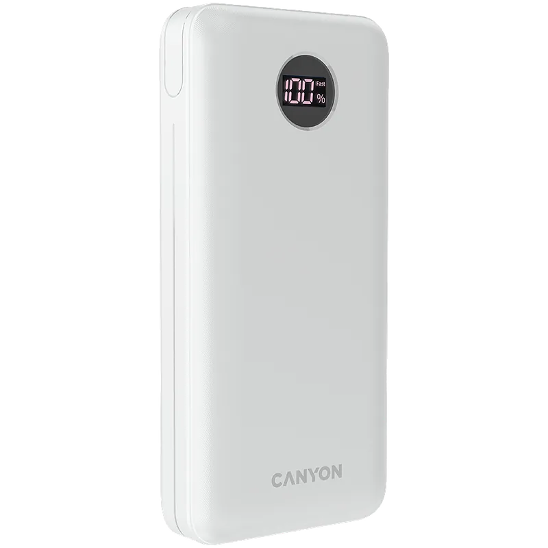 Canyon PB-2002 LED 20000 mAh PD 20W QC 3.0 biały