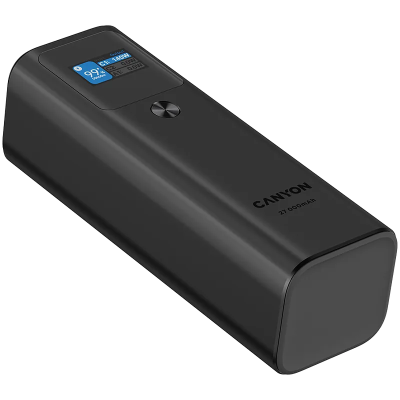 Canyon Powerbank PB-2010 TFT 27000 mAh 97.2Wh PD140W QC 3.0 szary
