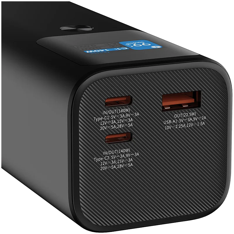 Canyon Powerbank PB-2010 TFT 27000 mAh 97.2Wh PD140W QC 3.0 szary