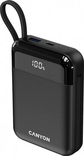 Canyon OnPower 104 10000 mAh z kablem USB-C i Lightning czarny