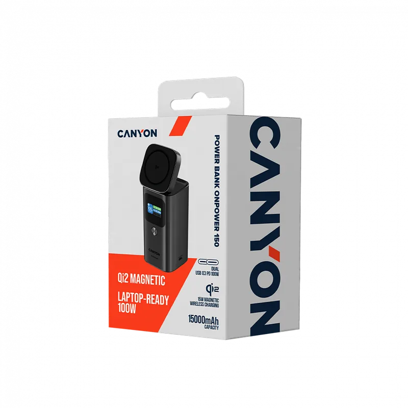 Canyon OnPower 150 15000 mAh Aluminium Qi2 magnetyczny grafitowy