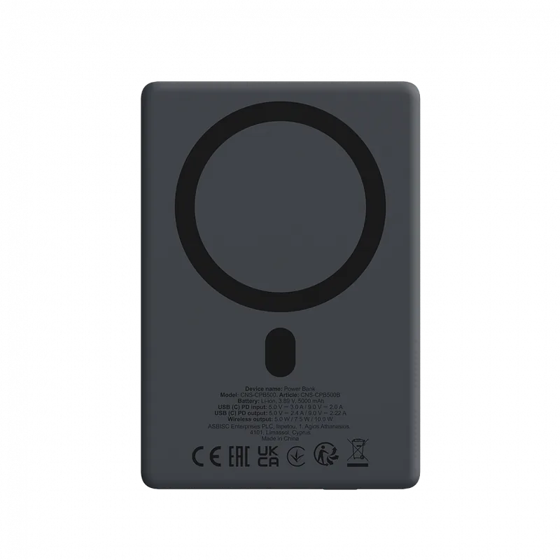 Canyon OnPower 500 PD20W 5000 mAh aluminium magnetyczny czarny