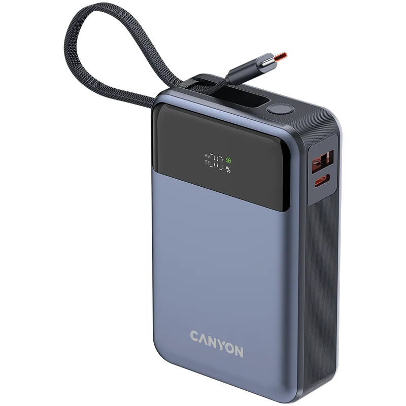 Canyon OnPower 600 z wbudowanym kablem 20000 mAh PD65W grafitowy