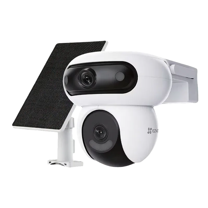EZVIZ Battery-Powered PT IP Camera with Solar Panel Kit, CS-HB90x/SP, 4+4 MP, 2.8mm/6mm, IP65, H.264/H.265, Micro SD, Max. 512 GB
