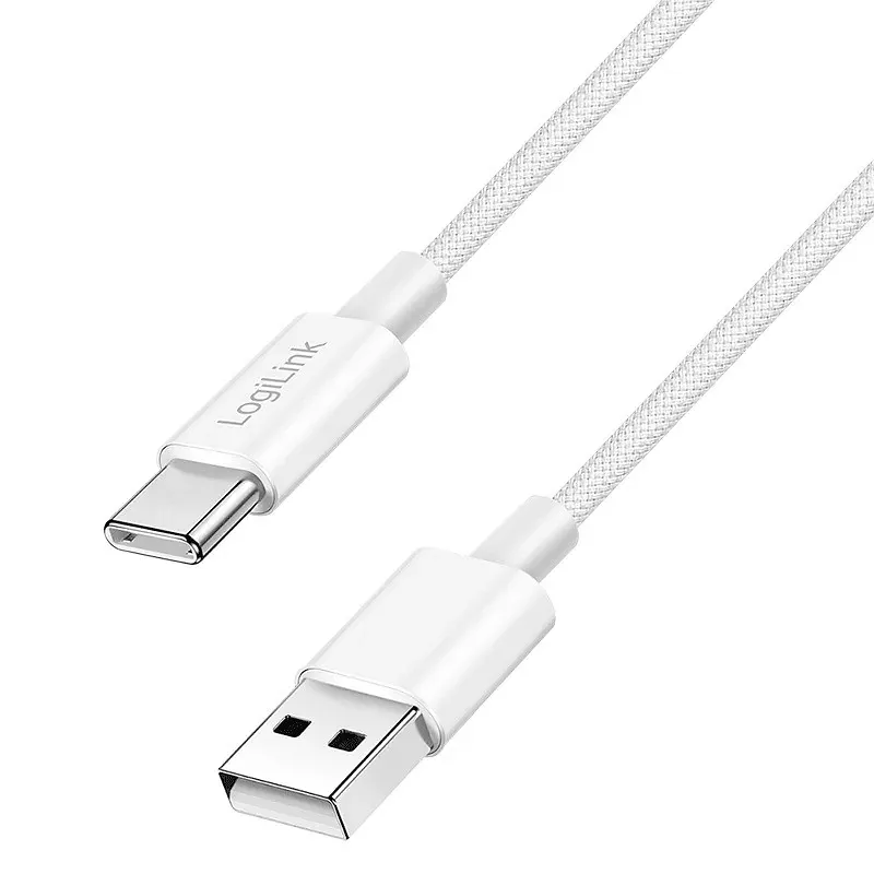 LogiLink USB-A - USB-C 0.5m w nylonowym oplocie biały