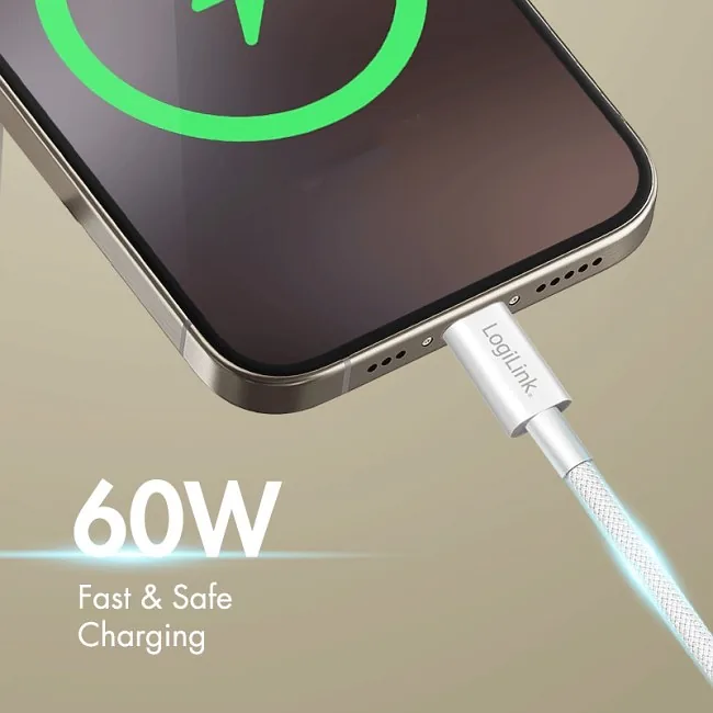 LogiLink USB-A – USB-C 0.5m w nylonowym oplocie biały
