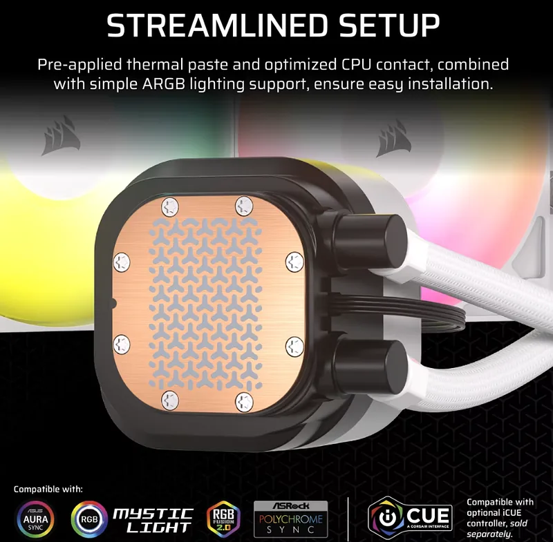 Corsair Liquid CPU Cooler, 360 RS ARGB, White