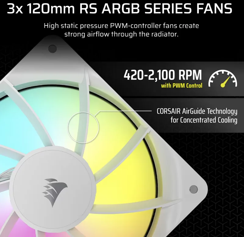 Corsair Liquid CPU Cooler, 360 RS ARGB, White