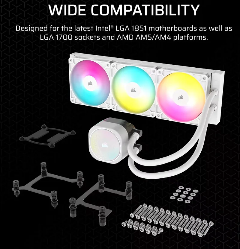 Corsair Liquid CPU Cooler, 360 RS ARGB, White