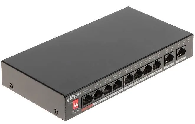 Switch, DAHUA, PFS3010-8ET-96-V2, Desktop/pedestal, PoE ports 8, 96 Watts, DH-PFS3010-8ET-96-V2