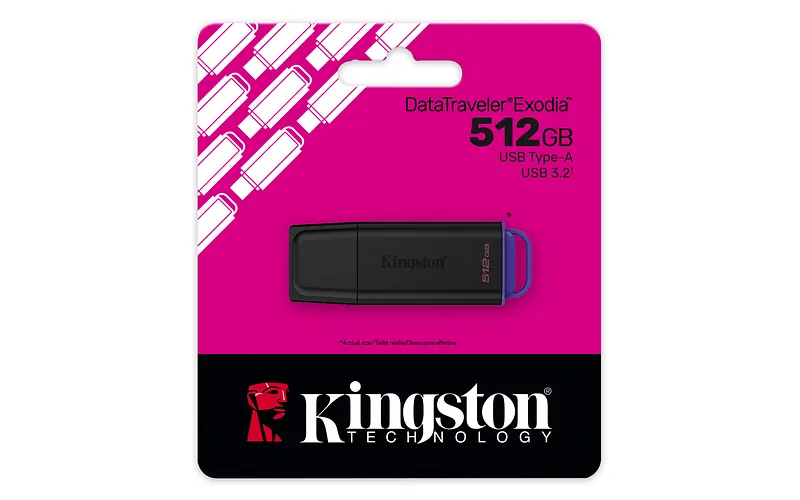 Kingston Technology DataTraveler Exodia USB-välkmälu 512 GB USB tüüp A 3.2 Gen 1 (3.1 Gen 1) Must, Violetne