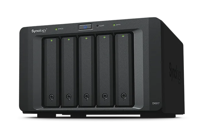 Synology, Tower NAS Expansion Unit, DX517, up to 5 HDD/SSD Hot-Swap (drives not included), Internal AC 100-240V Universal, 50/60 Hz