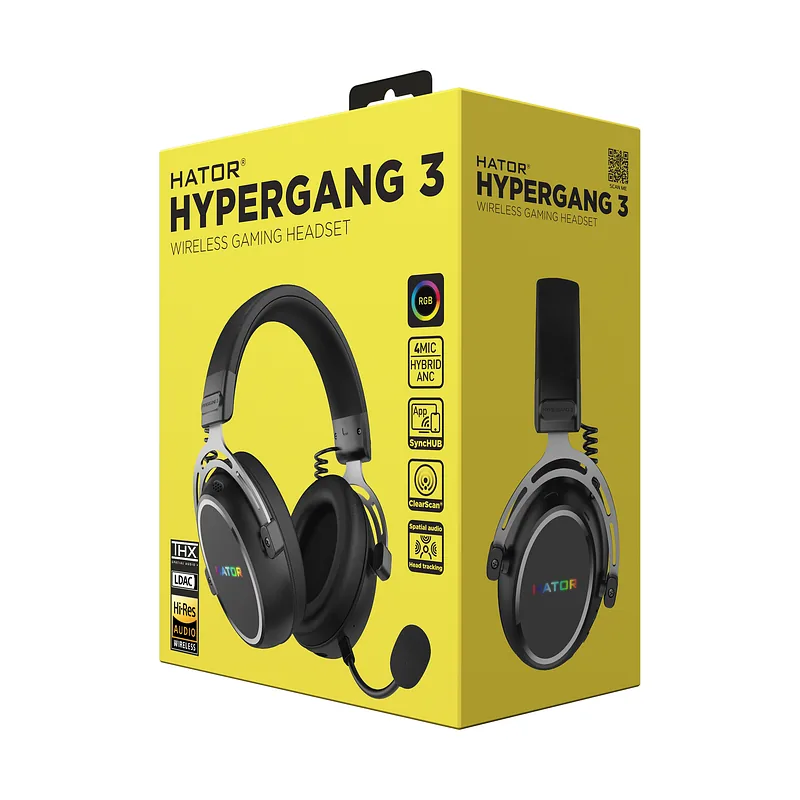 HATOR Hypergang 3 Wireless Kõrvaklapp Juhtmevaba Peavõru Mängimine USB Type-C / USB Type-A Bluetooth Must