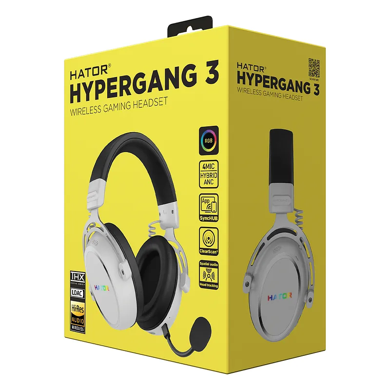 HATOR Hypergang 3 Wireless Kõrvaklapp Juhtmevaba Peavõru Mängimine USB Type-C / USB Type-A Bluetooth Valge