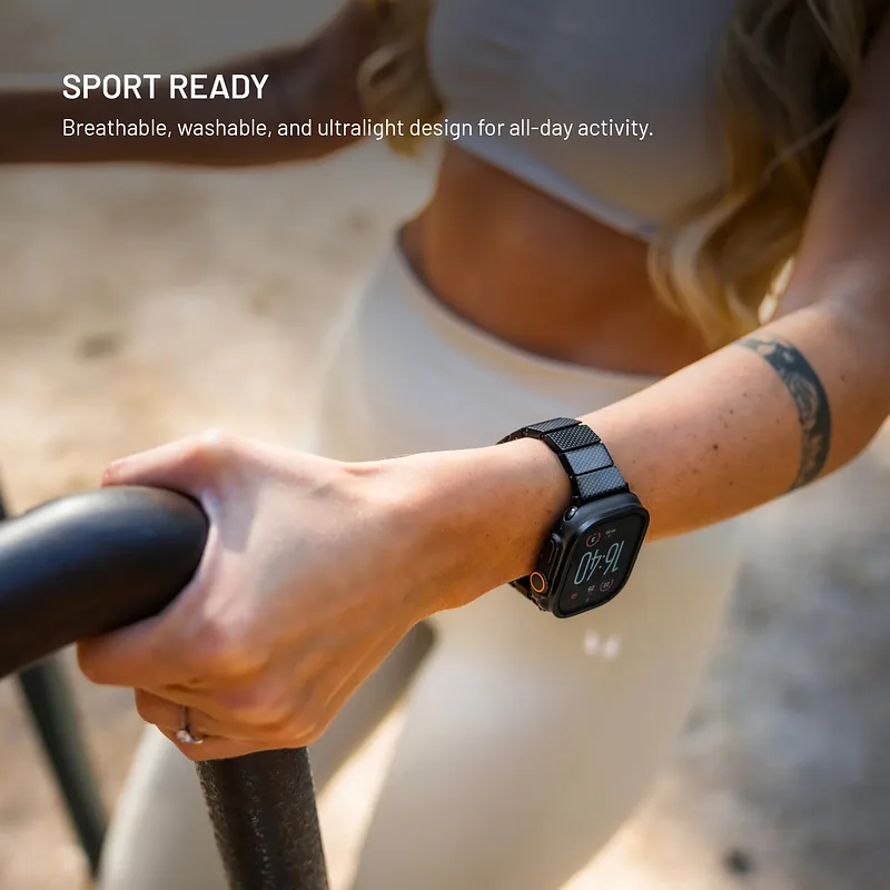 Fixed, Resin Strap for Apple Watch 44/45/46/49mm, Carbon Black, Epoxy resin