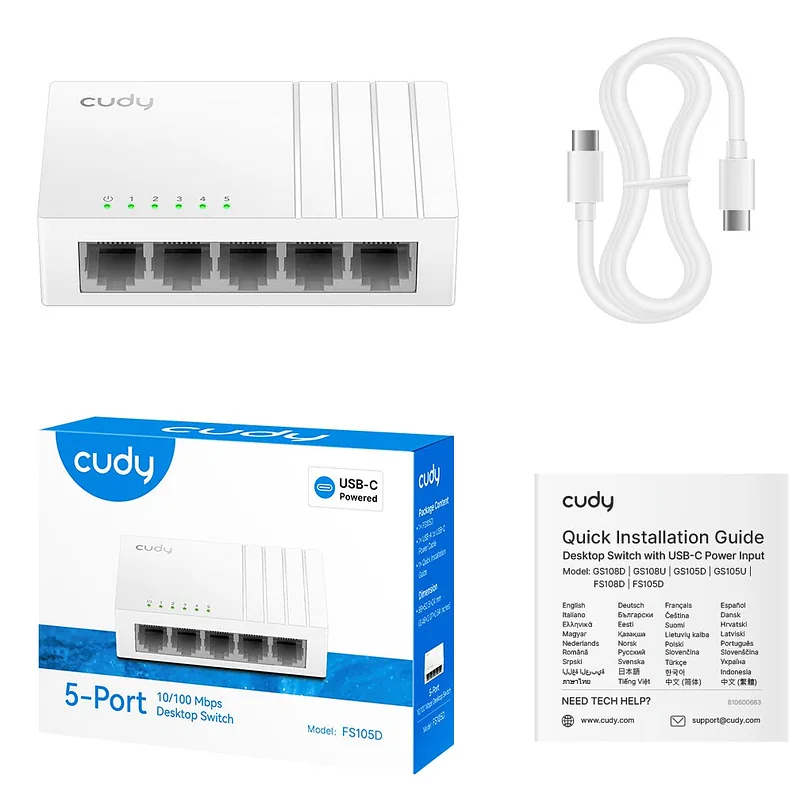 Cudy FS105D network switch Fast Ethernet (10/100) White