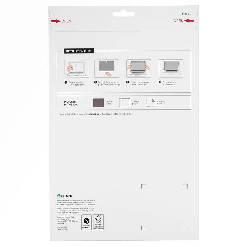 eSTUFF GLBMMB16 privaatsusfilter ekraanile 40,6 cm (16") Sülearvuti Ekraani andmekaitsekile