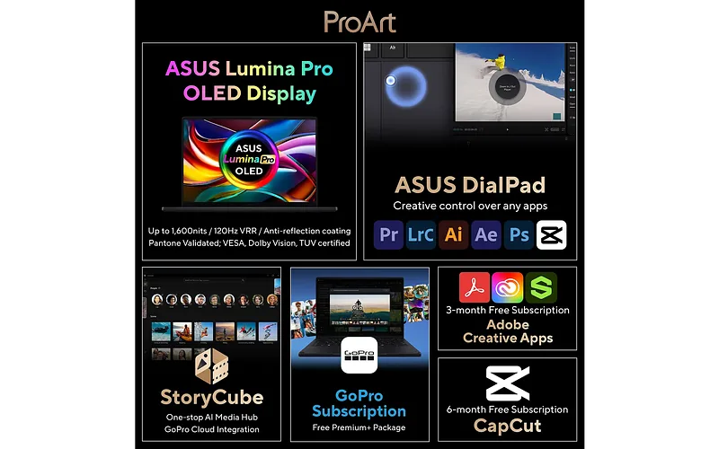 Asus GoProArt PX13 13,3″ sülearvuti, Windows 11 Pro, must