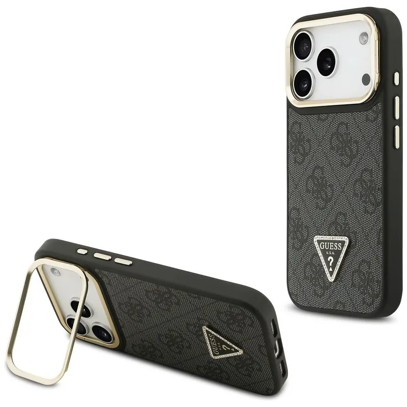 Kaitseümbris 4G PU kolmnurga logoga ja Magsafe kaamerajalaga iPhone 17 Pro must