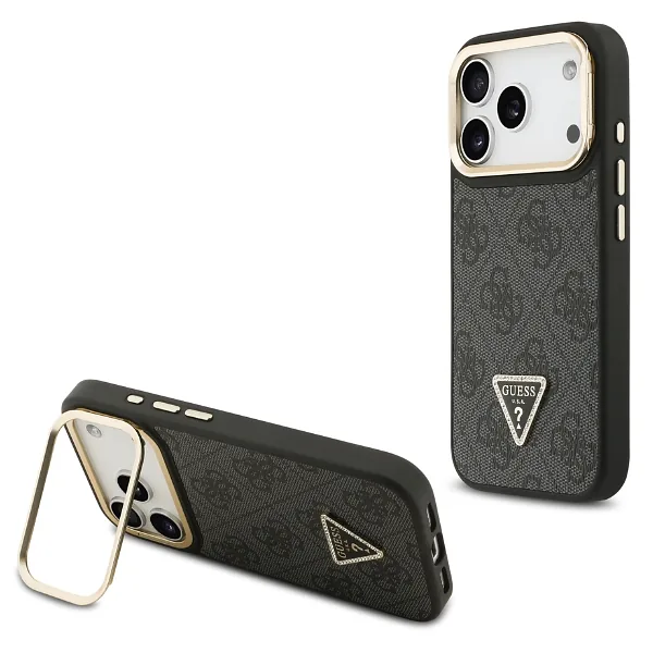 Kaitseümbris 4G PU kolmnurga logoga ja Magsafe kaamerajalaga iPhone 17 Pro must