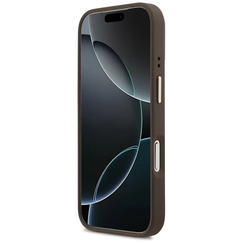 Guess 4G PU kolmnurga logo ja jalaga kaamera Magsafe ümbris iPhone 17 Pro jaoks, pruun