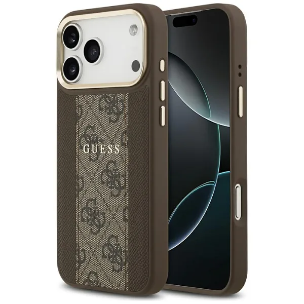 Guess 4G triibuline MagSafe ümbris iPhone 17 Pro Max pruun