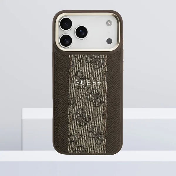 Guess 4G triibuline MagSafe ümbris iPhone 17 Pro Max pruun