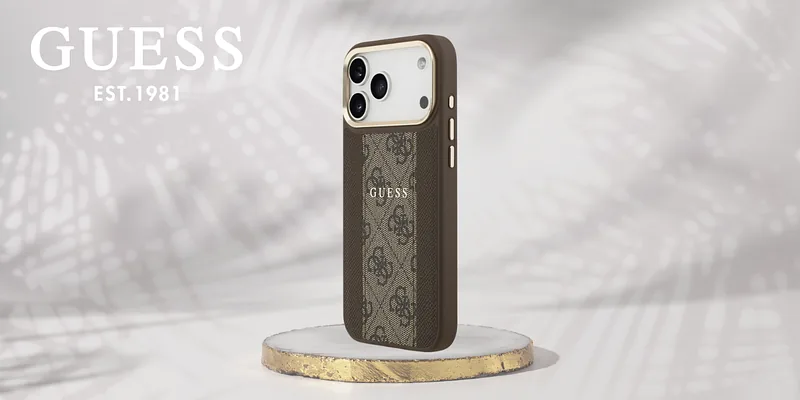 Guess 4G triibuline MagSafe ümbris iPhone 17 Pro Max pruun