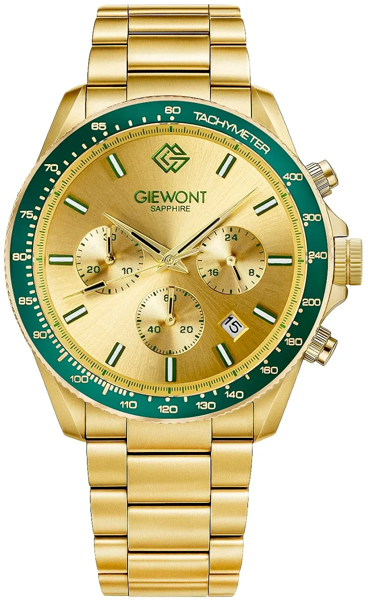 Giewont Chronograph Sapphire Men's Watch / gold green