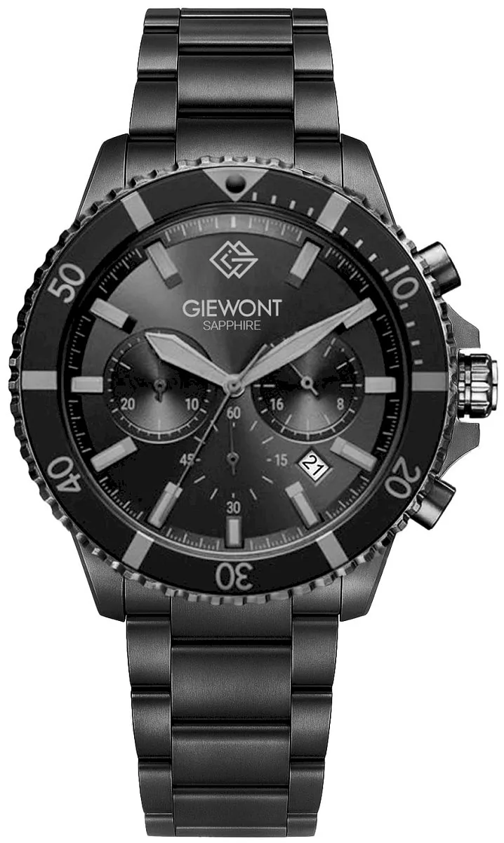 Giewont Men's Chronograph Sapphire Watch GW3970-B1 / black titanium