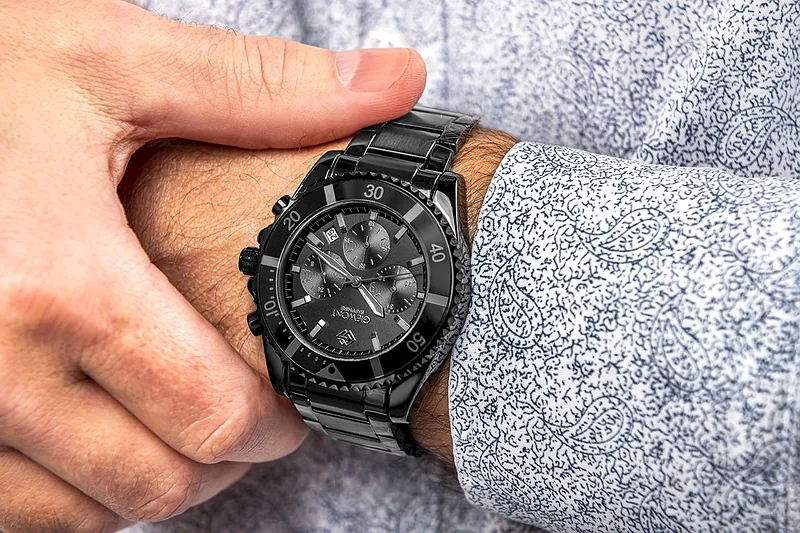 Giewont Men’s Chronograph Sapphire Watch GW3970-B1 / black titanium