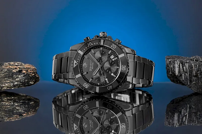 Giewont Men’s Chronograph Sapphire Watch GW3970-B1 / black titanium
