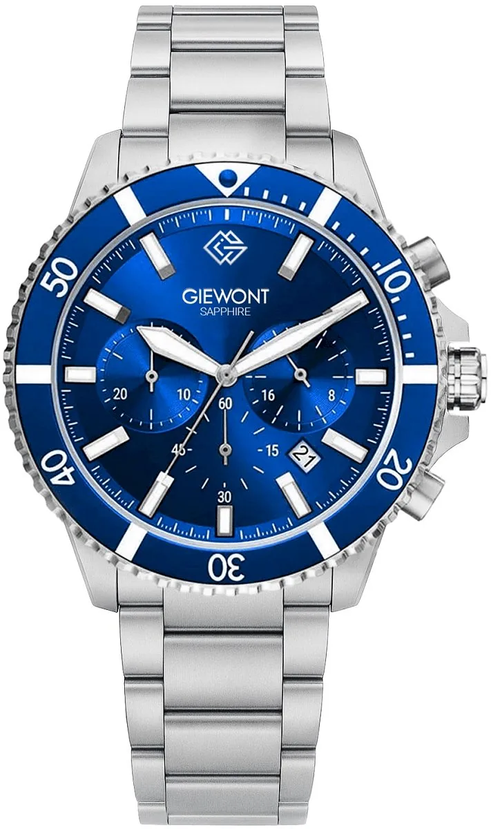 Giewont Chronograph Sapphire Men’s Watch GW3970-B3 / silver-blue