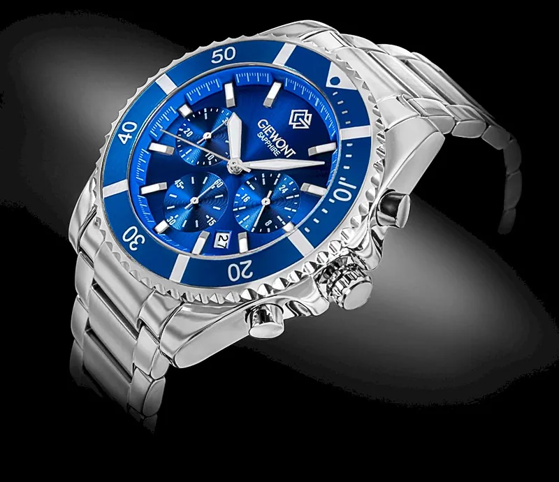 Giewont Chronograph Sapphire Men’s Watch GW3970-B3 / silver-blue