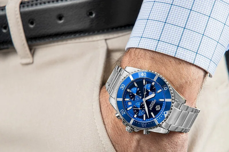 Giewont Chronograph Sapphire Men’s Watch GW3970-B3 / silver-blue