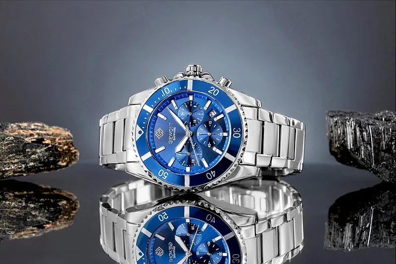 Giewont Chronograph Sapphire Men’s Watch GW3970-B3 / silver-blue