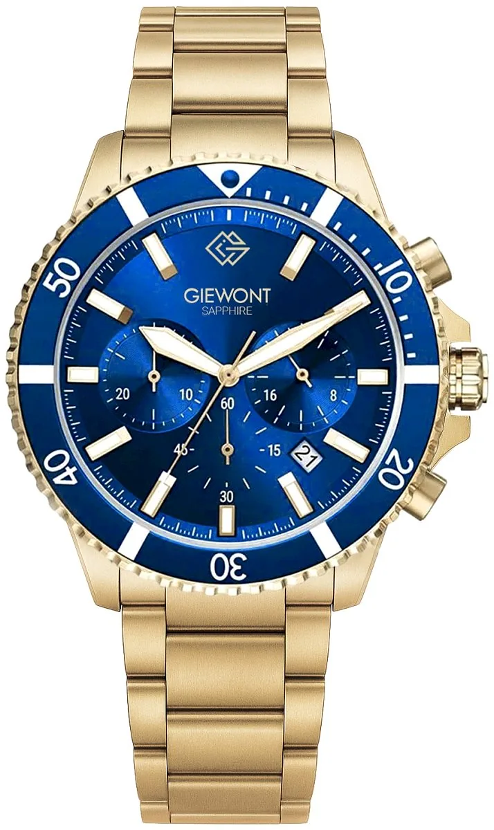 Giewont Men's Chronograph Sapphire Watch / gold/blue