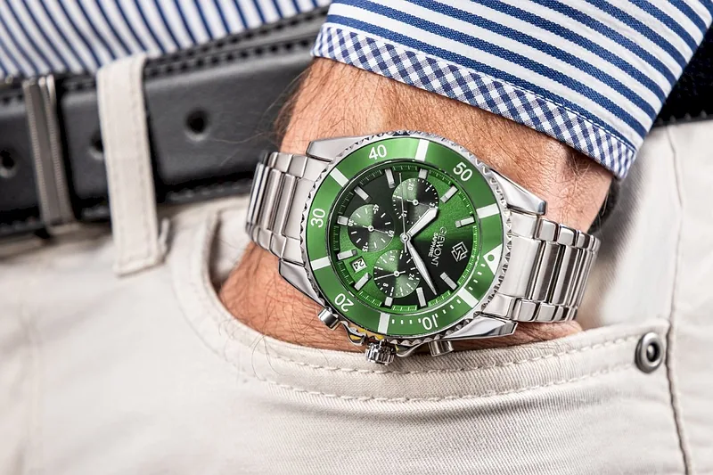 Giewont Chronograph Sapphire Men’s Watch / silver-green