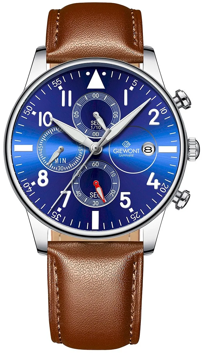 Giewont Chronograph Sapphire Men’s Watch / brown/blue