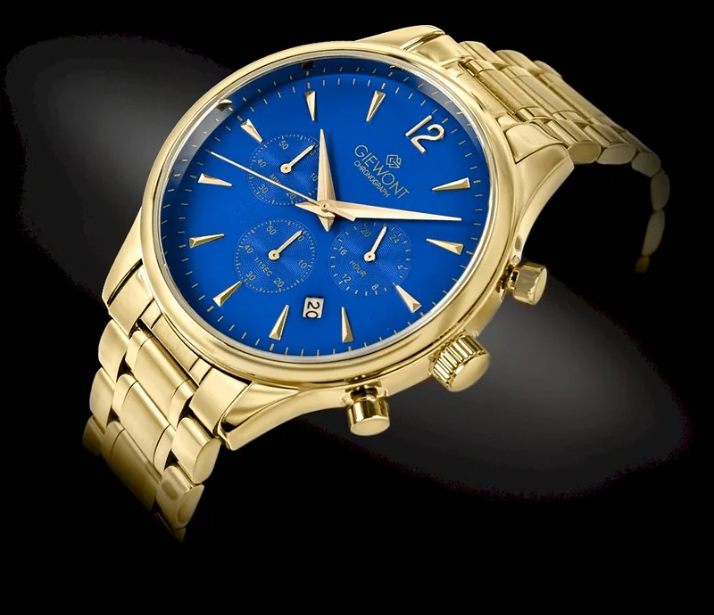 Giewont Men’s Chronograph Sapphire Watch / gold/blue
