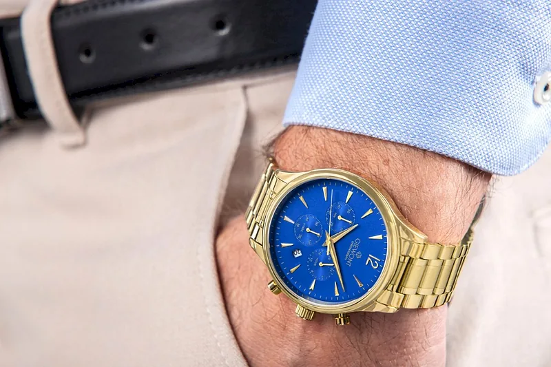 Giewont Men’s Chronograph Sapphire Watch / gold/blue