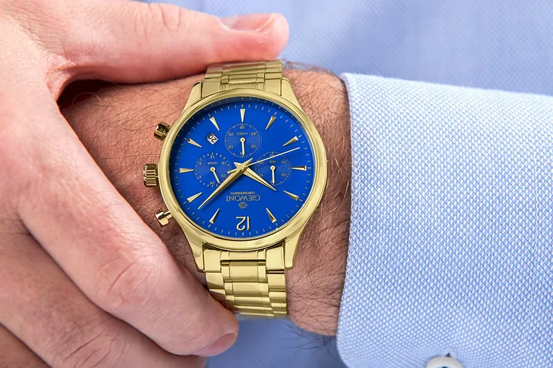 Giewont Men’s Chronograph Sapphire Watch / gold/blue