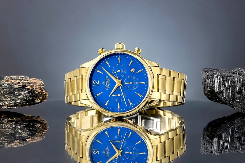 Giewont Men’s Chronograph Sapphire Watch / gold/blue
