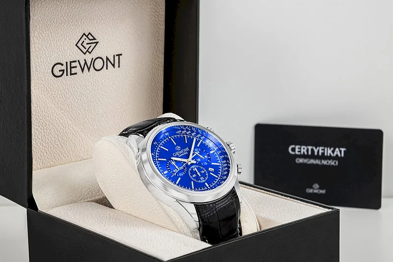 Giewont Men’s Chronograph Sapphire Watch / Silver-Blue