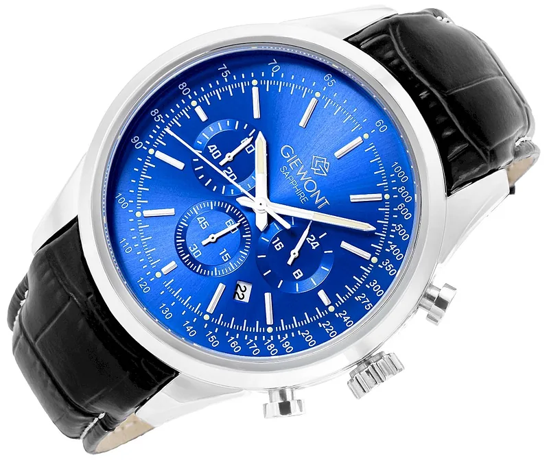Giewont Men’s Chronograph Sapphire Watch / Silver-Blue