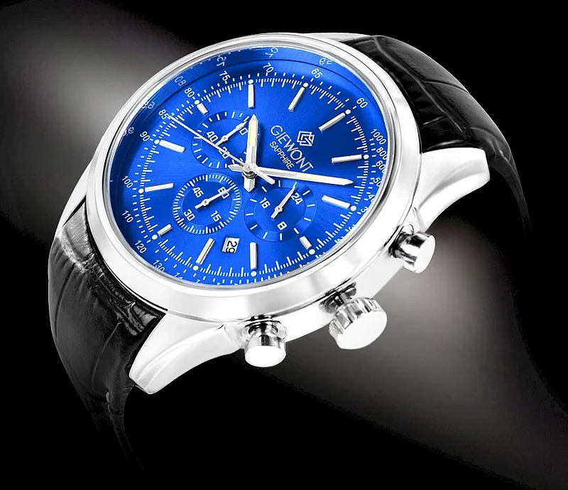 Giewont Men’s Chronograph Sapphire Watch / Silver-Blue