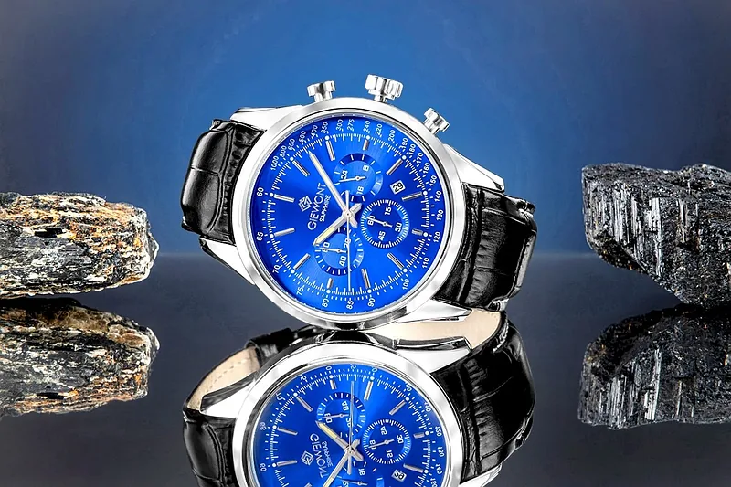 Giewont Men’s Chronograph Sapphire Watch / Silver-Blue